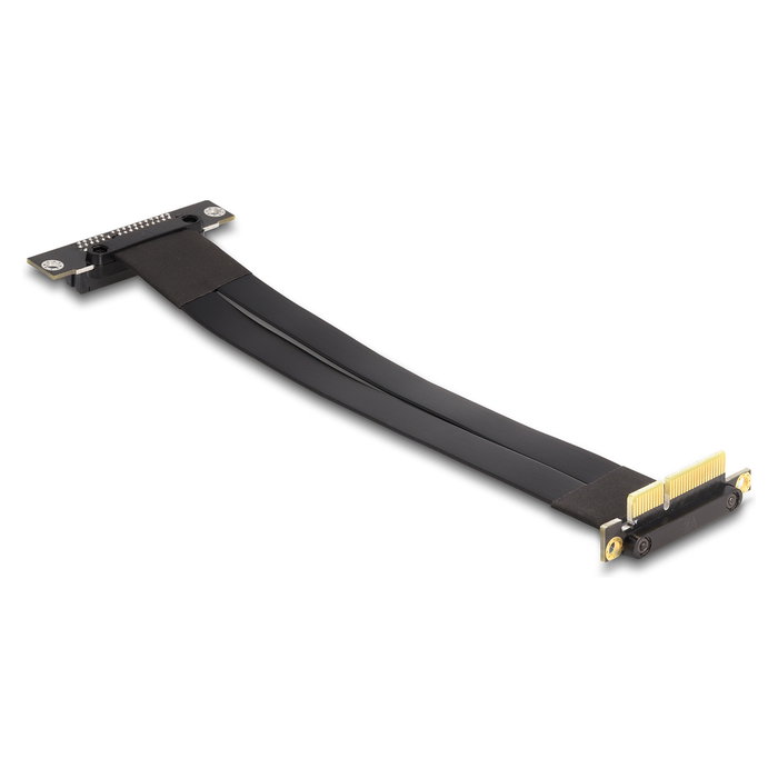 DeLOCK Tarjeta Elevadora PCI Express x4, Conector Macho a Ranura Hembra Angulados 90 grados con Cable de 60 cm, Negro
