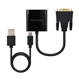 Nanocable Adaptador Conversor de DVI 24+1 (Macho) a VGA HDB15 (Hembra) - Cable de 10 cm, Negro