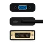 Nanocable Adaptador Conversor DVI 24+1 Macho a VGA HDB15 Hembra - Cable 10 cm / 0.1 m Negro - Soporte 1080p - Referencia 10.16.2008-BK