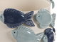 DKD Home Decor Macetero Atlantico Azul Blanco con Peces Cerámica