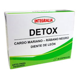 INTEGRALIA Detox 30 Cápsulas Veganas con Cardo Mariano, Rábano Negro y Diente de León