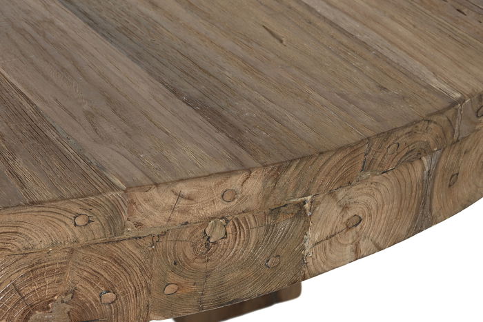 DKD Home Decor Mesa Comedor Item Home Redonda 160 x 160 x 78 cm Teca Reciclada Desmontable