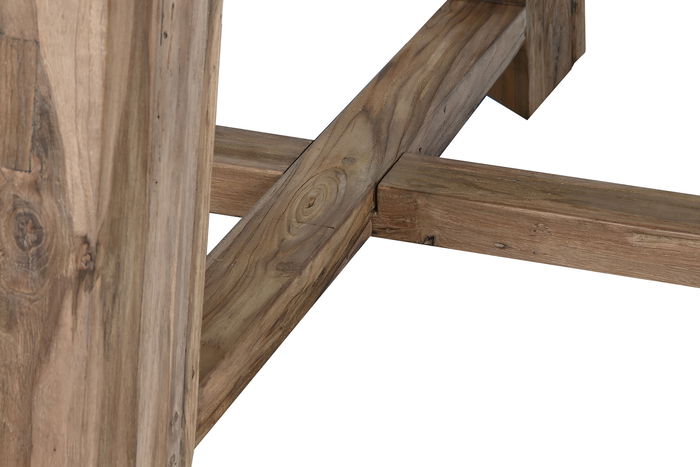 DKD Home Decor Mesa Comedor Item Home Redonda 160 x 160 x 78 cm Teca Reciclada Desmontable