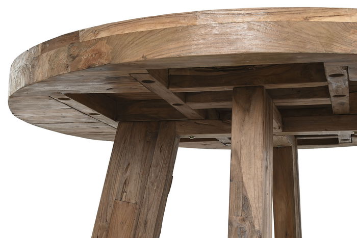 DKD Home Decor Mesa Comedor Item Home Redonda 160 x 160 x 78 cm Teca Reciclada Desmontable