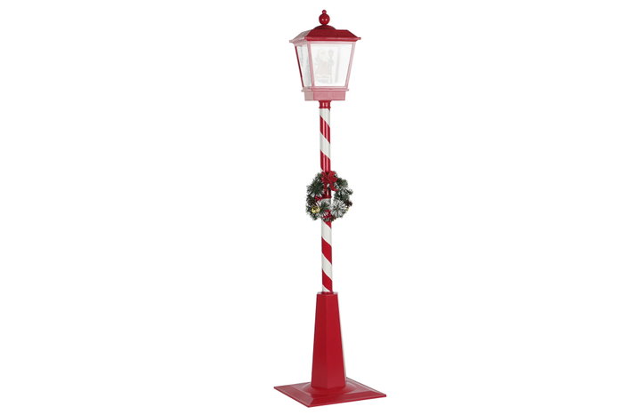 DKD Home Decor Farola LED Rojo y Blanco con Efecto Nieve Musical