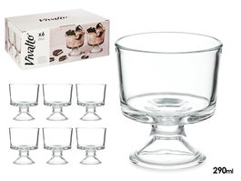 Vivalto Copa Helado Vidrio 290 ml, Capacidad 9.5x10.5x9.5 cm, Transparente y Apta Lavavajillas (Set de 24)