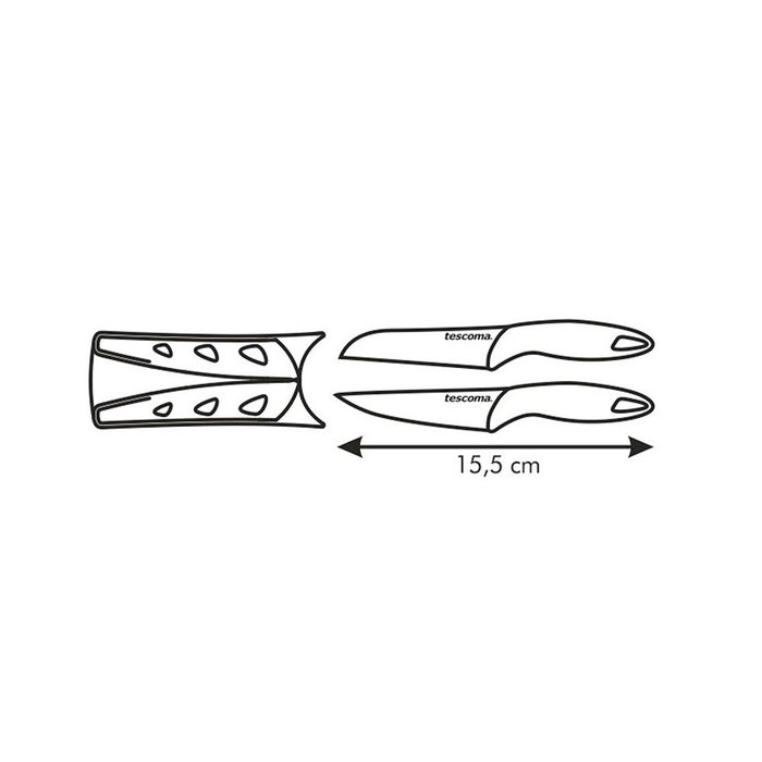 Tescoma Mini Cuchillo Presto 6 cm, 2 uds, Apto Lavavajillas, con Funda Protectora
