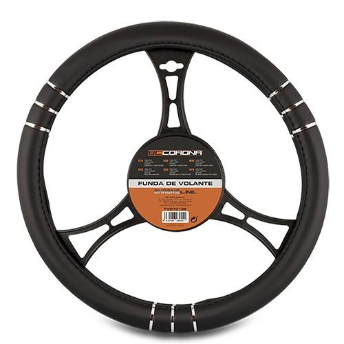 Abc Funda para Volante Chromeline Negro CS 6 FVO10136 | Universal en PVC Antideslizante, 100% Lavable