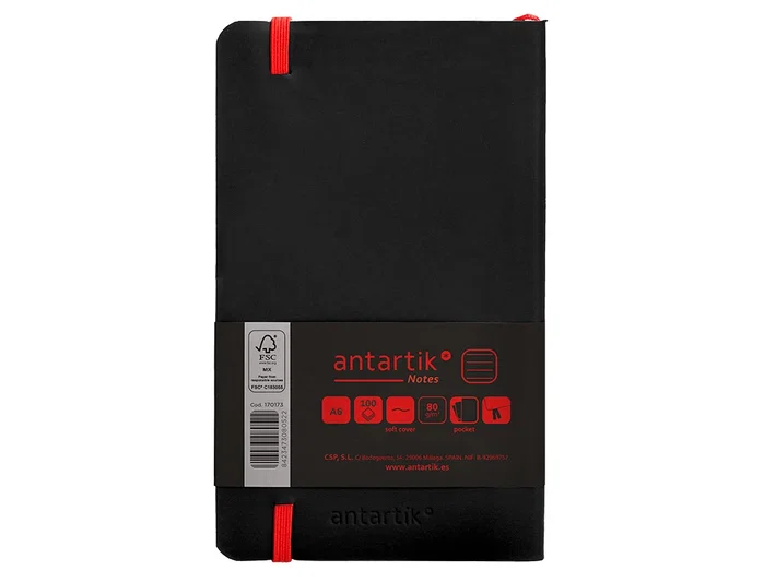 Antartik Cuaderno Antartik Notes A6 Negro y Rojo