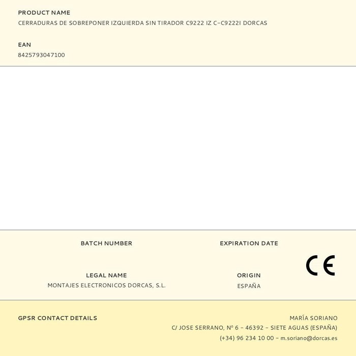 Dorcas C-c9222i Cerradura de sobreponer izquierda sin tirador marrón, 3 llaves serreta