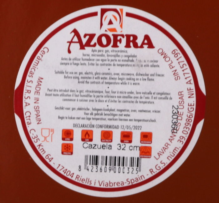 Azofra Cazuela 32 cm Vitrocerámica Azofra (3 Unidades) Azofra Cazuela 32 cm Vitrocerámica Azofra (3 Unidades)