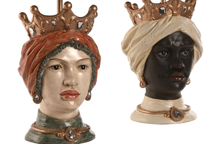 DKD Home Decor Lámpara de Sobremesa Resina Cabeza Siciliana DKD Home Decor Lámpara de Sobremesa Resina Cabeza Siciliana