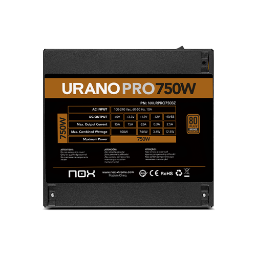 NOX Urano PRO 750W 80+ Bronze ATX Negro