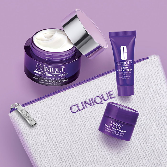 Clinique SMART CLINICAL REPAIR Crema Antiarrugas Facial y Contorno de Ojos - Estuche con Crema 50 ml + Sérum 10 ml + Crema Contorno 5 ml + Neceser