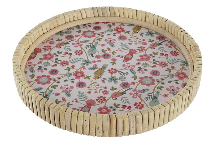 DKD Home Decor Bandeja de Decoración MDF y Metal Country Floral Natural 26x26x14,5 cm DKD Home Decor Bandeja de Decoración MDF y Metal Country Floral Natural 26x26x14,5 cm