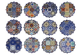 DKD Home Decor Posavasos de Dolomita Azulejos Multicolor