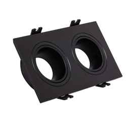 Aro Foco Downlight 2xGU10 Empotrable Rectangular Negro de Policarbonato para Bombillas LED