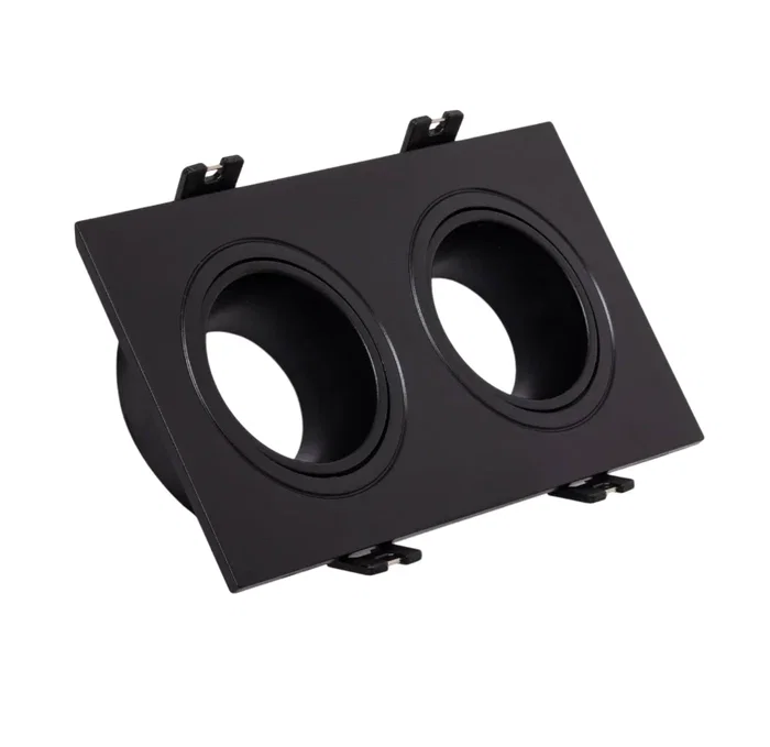 Aro Foco Downlight Rectangular Negro para 2xGU10 Policarbonato Empotrable Aro Foco Downlight Rectangular Negro para 2xGU10 Policarbonato Empotrable