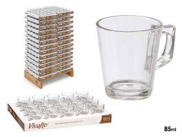 Vivalto Taza de café transparente de vidrio 85 ml (Set de 560)