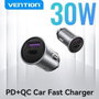 Vention Cargador de Coche FFFH0 30W con 1xUSB-C y 1xUSB