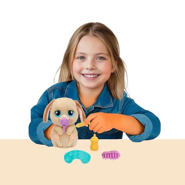 Imc Toys Peluche Baby Paws Perro Recién Nacido con Sonido y Luces, Incluye Cuna Transportín, Biberón y Accesorios, 10.3 cm