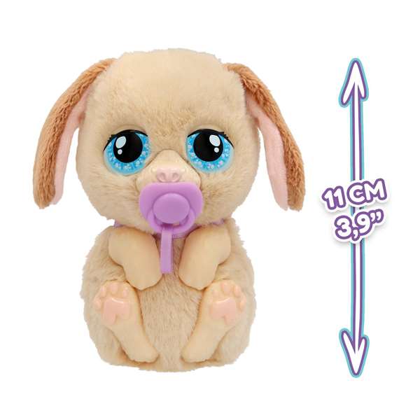 Imc Toys Peluche Baby Paws Perro Recién Nacido con Sonido y Luces, Incluye Cuna Transportín, Biberón y Accesorios, 10.3 cm