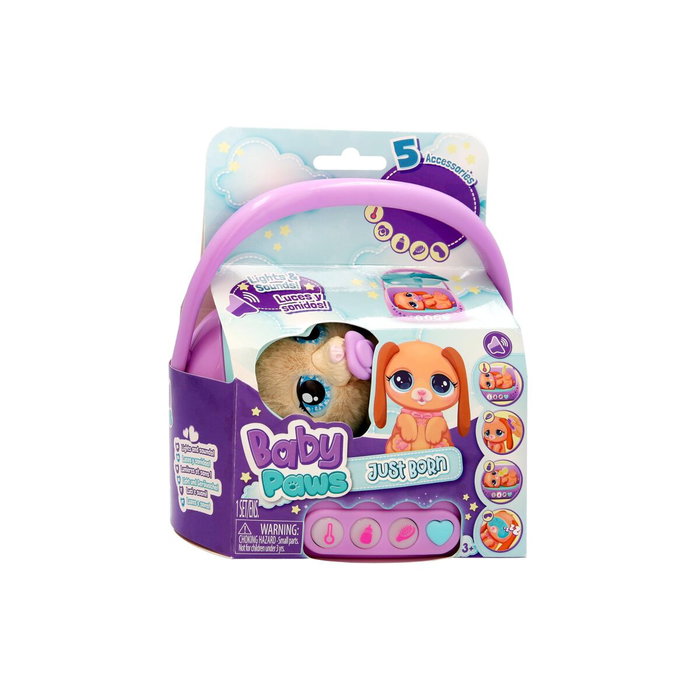 Imc Toys Peluche Baby Paws Perro recién nacido con accesorios