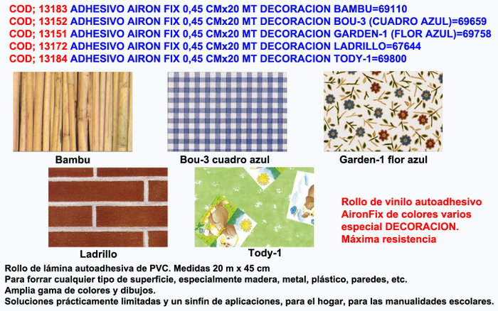 AIRON FIX Adhesivo para Decoración de Ladrillo 0,45 cm x 20 m AIRON FIX Adhesivo para Decoración de Ladrillo 0,45 cm x 20 m