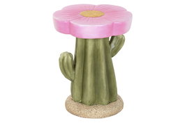 DKD Home Decor Mesita Auxiliar Shabby Rosa Verde Magnesia Fibra de Vidrio 32.5 x 42.5 x 32.5 cm