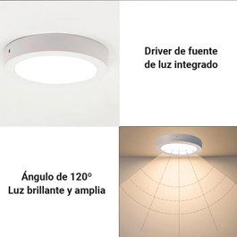 Plafón de Superficie LED 6W 600Lm 6000K Blanco Frío