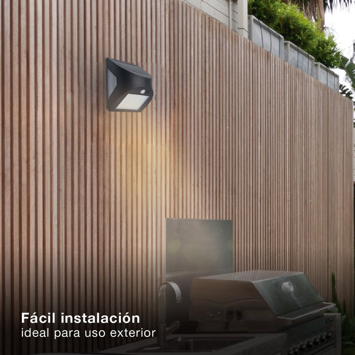 GSC Evolution Aplique solar LED Kolam 3W 4000K Negro con sensor de movimiento y crepuscular