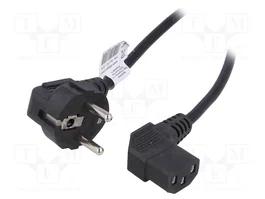 Akyga AK-PC-12A Cable de alimentación CEE 7/7 a IEC C13 con conector en ángulo, 3 m