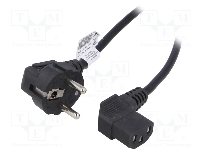 Akyga AK-PC-12A Cable de alimentación CEE 7/7 a IEC C13 con conector en ángulo, 3 m Akyga AK-PC-12A Cable de alimentación CEE 7/7 a IEC C13 con conector en ángulo, 3 m