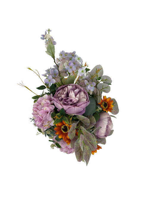 Obouquet Ramo De Flores Artificiales Naroa Rosa con Rosas, Agapanthus, Flor de Cera y Hortensias