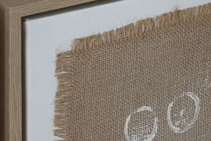 DKD Home Decor Cuadro Moderno Beige Blanco Lienzo Yute 60 x 60 x 3.8 cm (2 Unidades)