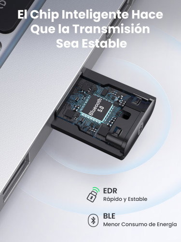 UGREEN Adaptador Bluetooth 5.0 para PC USB Plug and Play con Alta Velocidad y Largo Alcance (Hasta 60 pies), Compatible con Windows 11/10/8.1/7 - 80889