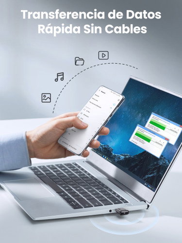 UGREEN Adaptador Bluetooth 5.0 para PC USB Plug and Play con Alta Velocidad y Largo Alcance (Hasta 60 pies), Compatible con Windows 11/10/8.1/7 - 80889