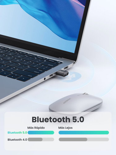 UGREEN Adaptador Bluetooth 5.0 para PC USB Plug and Play con Alta Velocidad y Largo Alcance (Hasta 60 pies), Compatible con Windows 11/10/8.1/7 - 80889