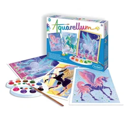 Sentosphere SEN3373910063203 Aquarellum - Kit de Acuarela Pegaso con 9 Colores y 3 Pinturas en Papel Vitela para +7 Años