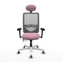 PIQUERAS Y CRESPO Silla de oficina Zulema Rosa y Gris con Brazos 3D