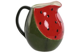DKD Home Decor Jarra Fruits 24 Gres Verde Rojo Sandia 15.5 x 19 x 20 cm