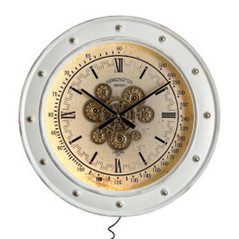 DKD Home Decor Reloj de Pared Movimiento Led Metal Blanco 9 x 60 x 60 cm