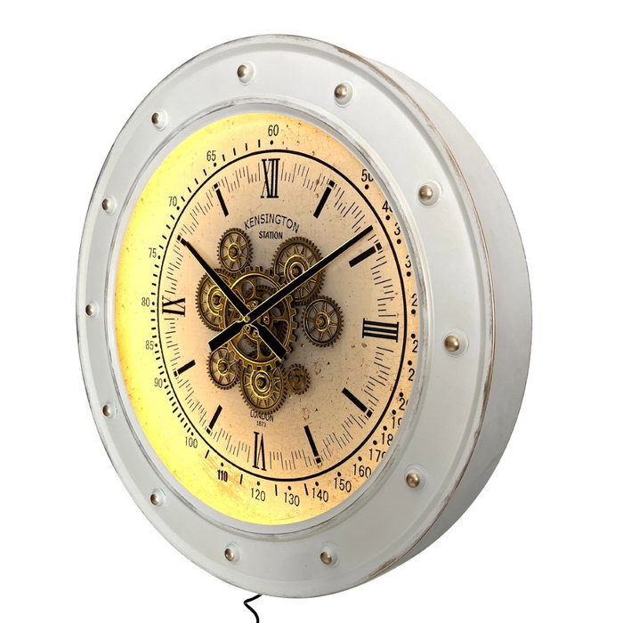 DKD Home Decor Reloj de Pared Movimiento Led Metal Blanco 9 x 60 x 60 cm