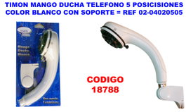 Pluvia Mango Ducha Teléfono 5 Posic. Blanco con Soporte