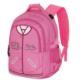 Karactermania Barbie Run. Plus Fan Varsity Mochila Escolar Rosa 44x34x21 cm con Puerto USB y Compartimentos Múltiples