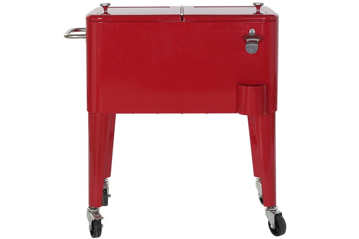 DKD Home Decor Nevera Terraza Y Jardin Rojo 43 x 80 x 74 cm Acero Pp 56 Litros Ruedas