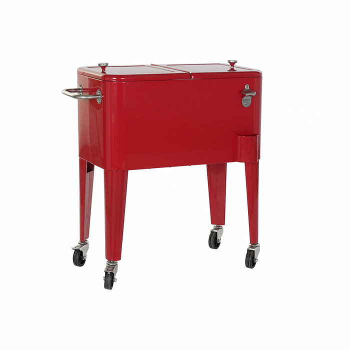 DKD Home Decor Nevera de Acero y PP 56 Litros Rojo