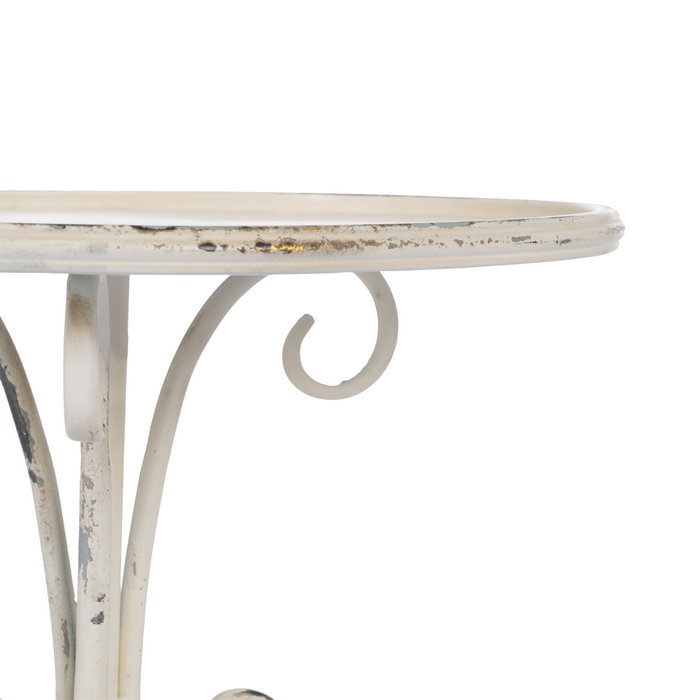 S/2 Mesitas Crema Metal 40 X 40 X 77 cm