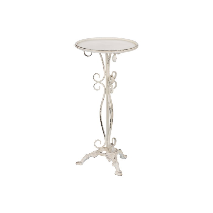 S/2 Mesitas Crema Metal 40 X 40 X 77 cm