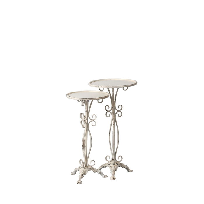 Ixia Set de 2 Mesitas Crema de Metal 40 x 40 x 77 cm Ixia Set de 2 Mesitas Crema de Metal 40 x 40 x 77 cm